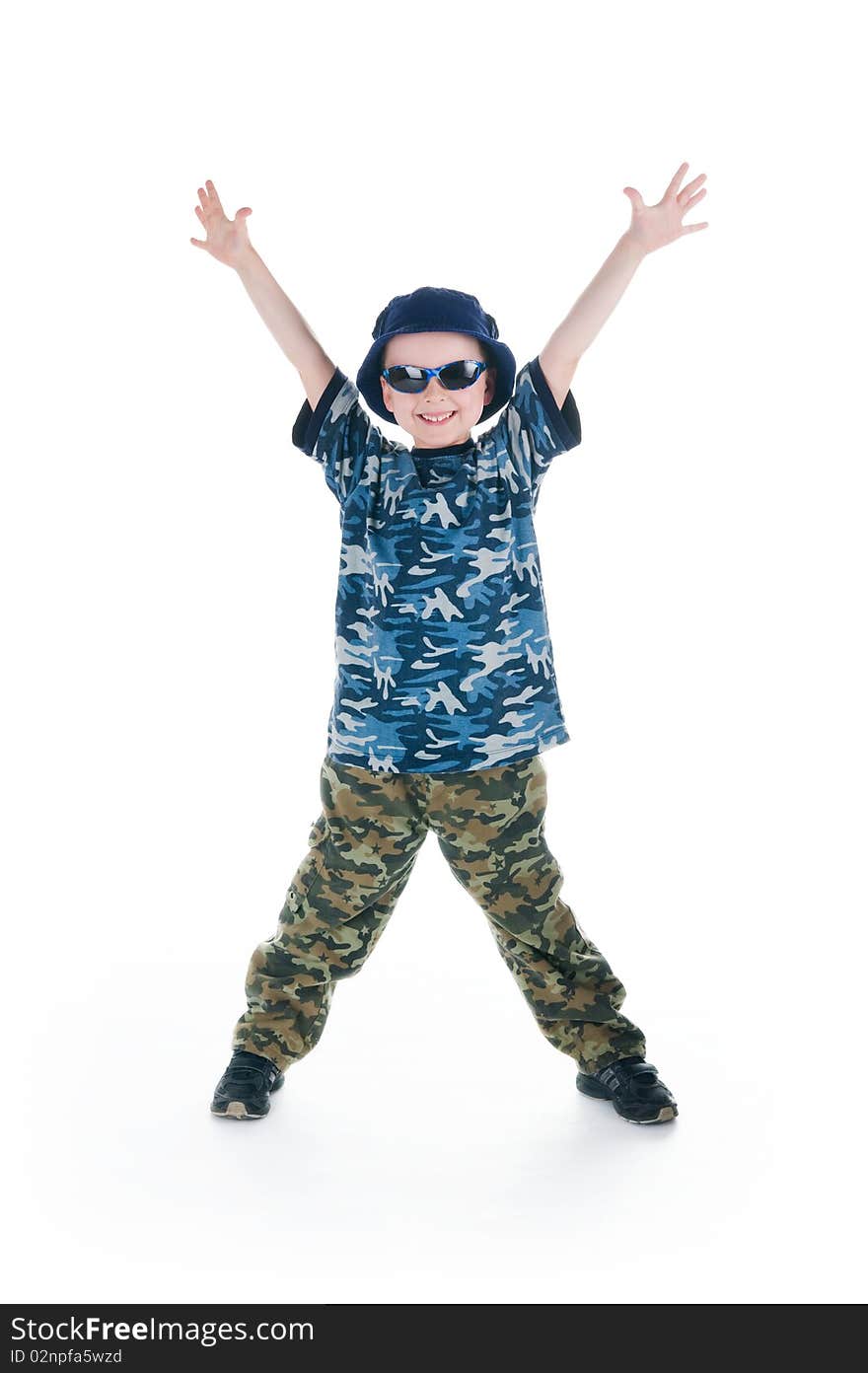 Little soldier on white background