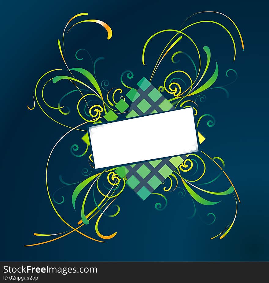 Illustration with the image of abstract curls on a green background. Illustration with the image of abstract curls on a green background