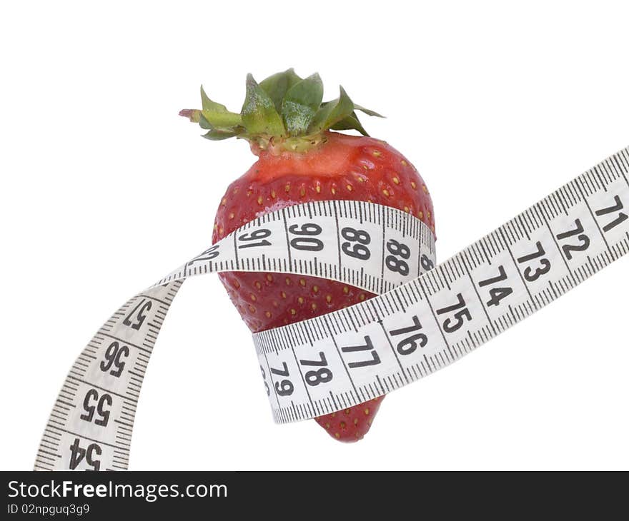 Fresh strawberry with measuring tape. Fresh strawberry with measuring tape