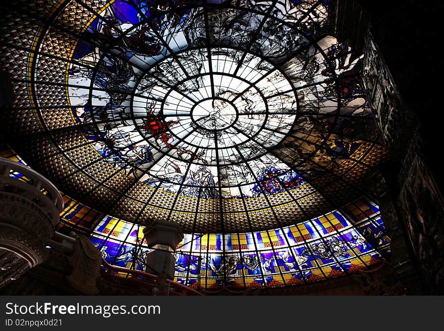 Beautiful glass roof for with the earth figure at elephant monument of Thailand. Beautiful glass roof for with the earth figure at elephant monument of Thailand