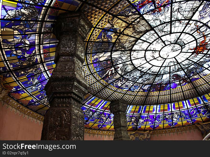 Beautiful glass roof for with the earth figure at elephant monument of Thailand. Beautiful glass roof for with the earth figure at elephant monument of Thailand