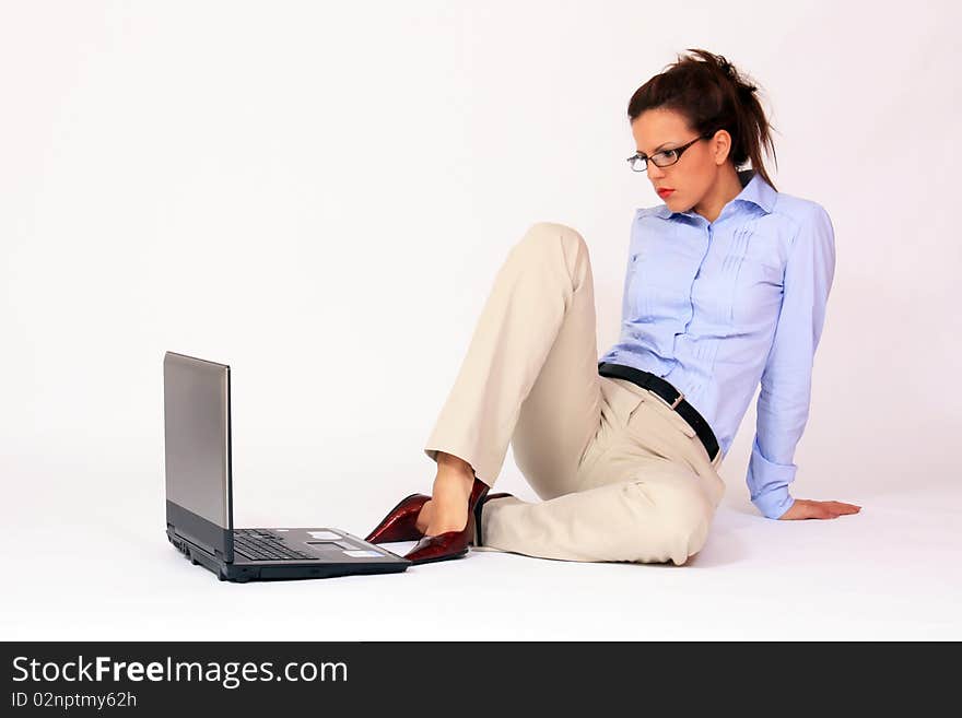 Girl with lap top computer