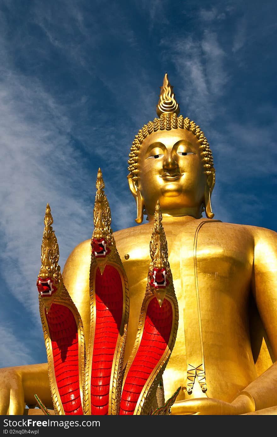 Thai style of Naga in the front of biggest buddha of Thailand