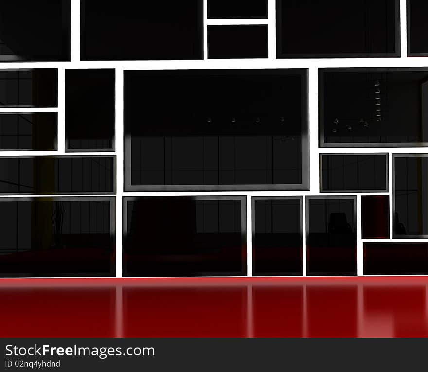 Interior of a room with group screens. Interior of a room with group screens