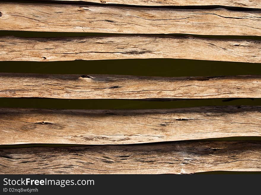 The texture of lumber from wood bridge