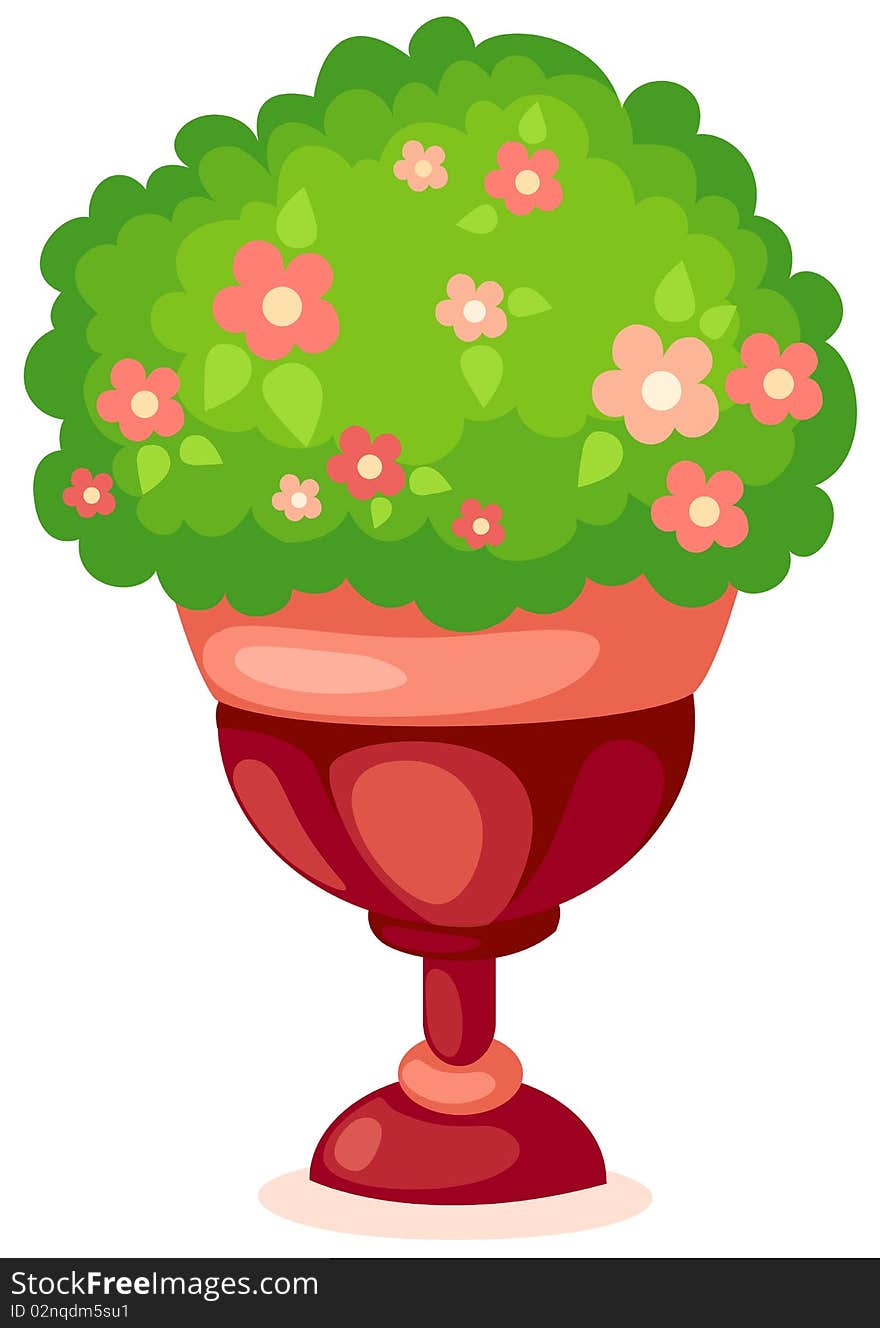 Illustration of isolated pot plant on white background