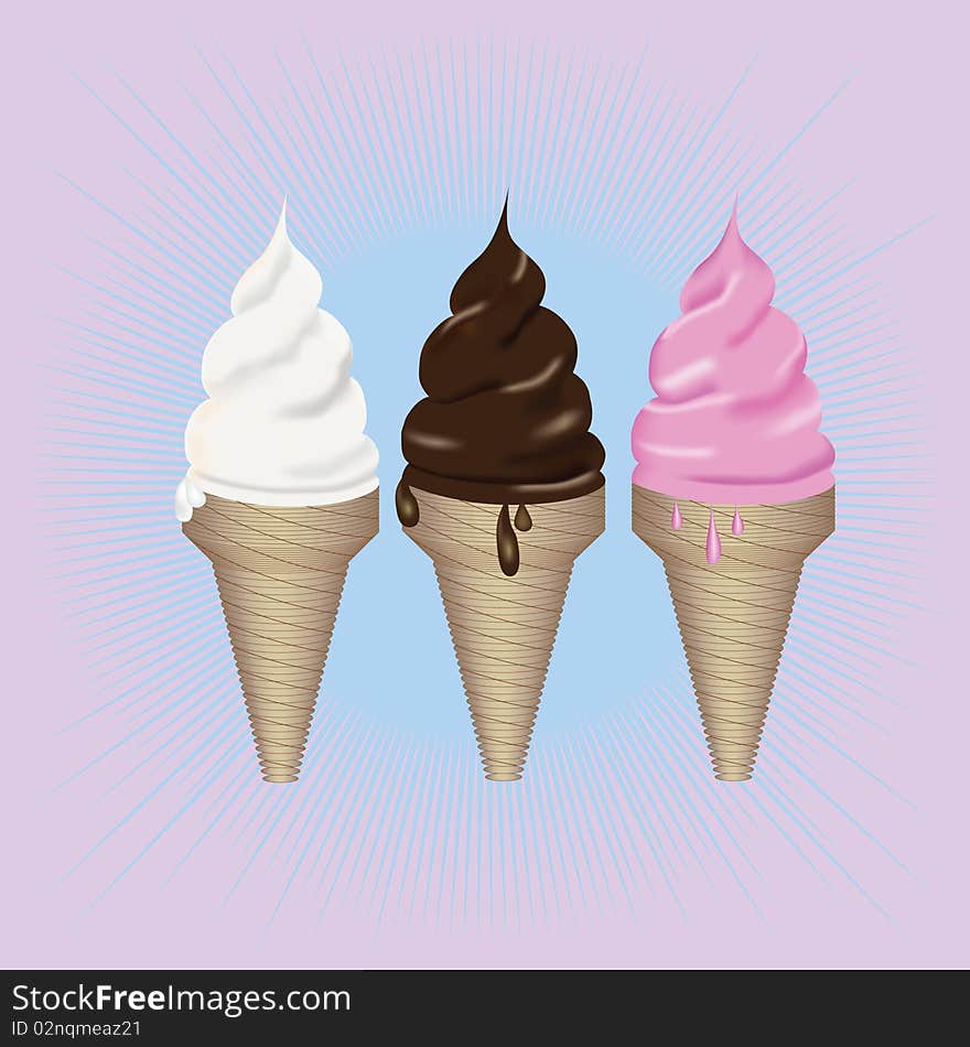 A  illustration of a variety of ice creams. A  illustration of a variety of ice creams