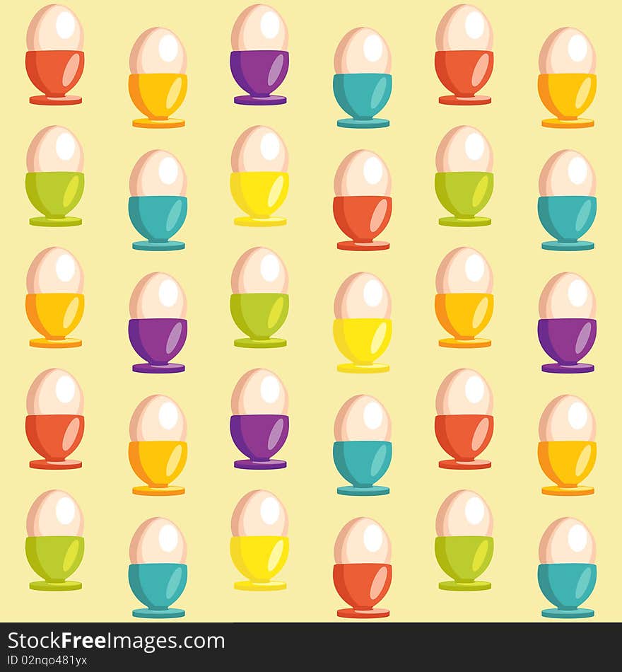 Background with cartoon egg cups, illustration