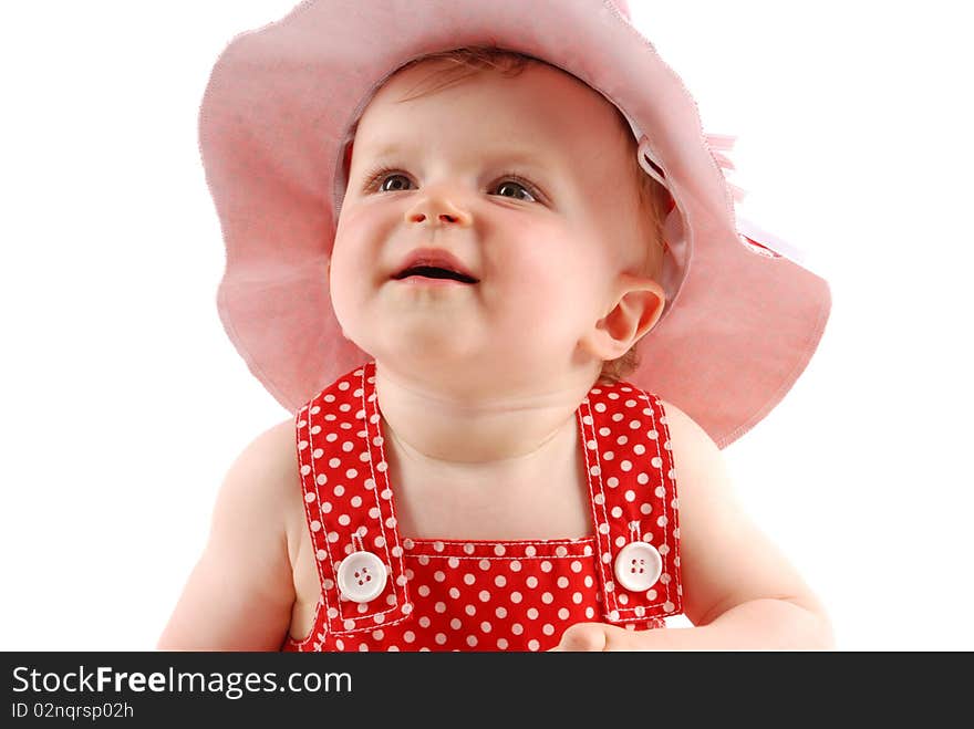 Portrait of little girl in red hat