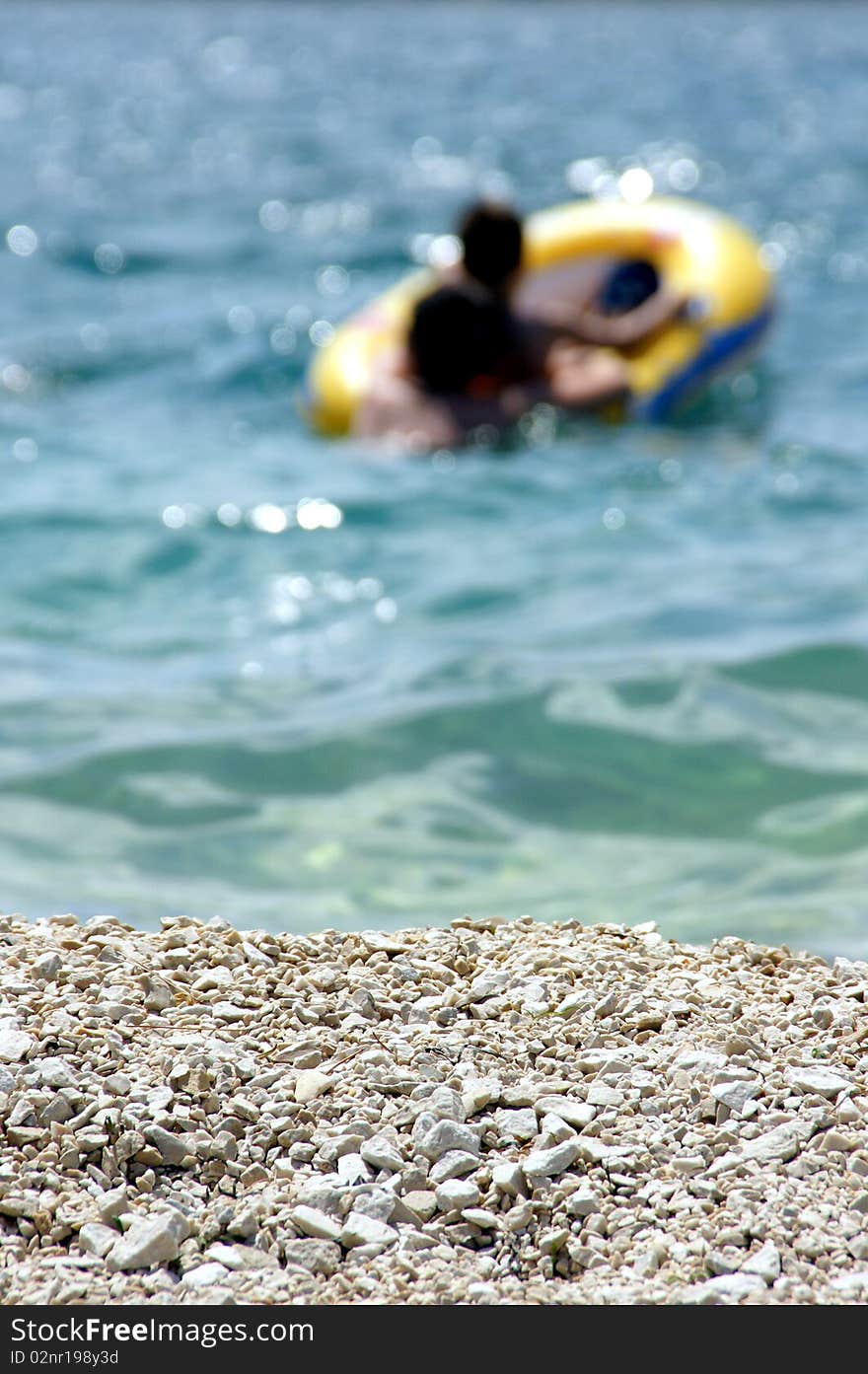 The spirit of holidays at the sea and stony beach