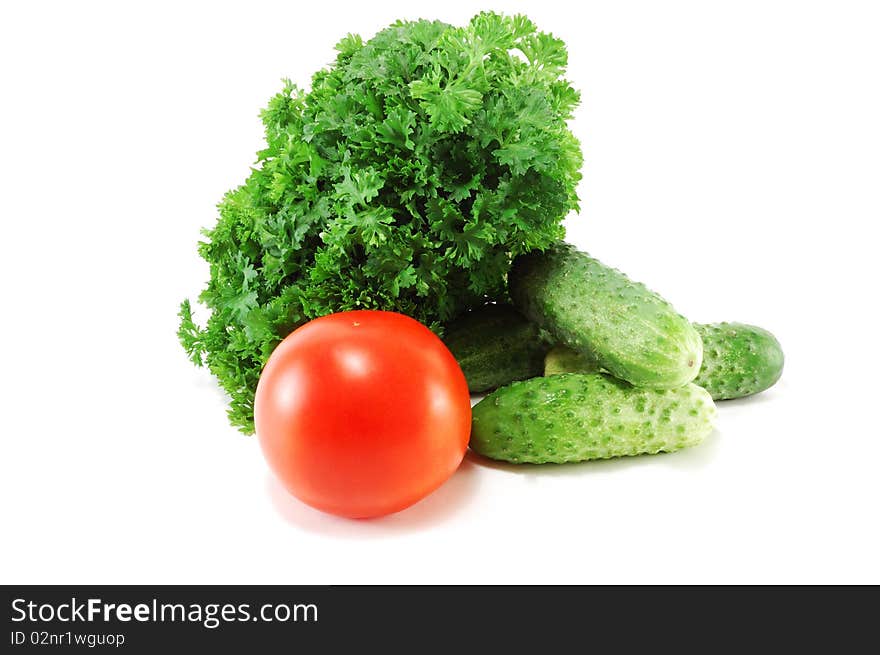 Fresh vegetables with parsley foliage