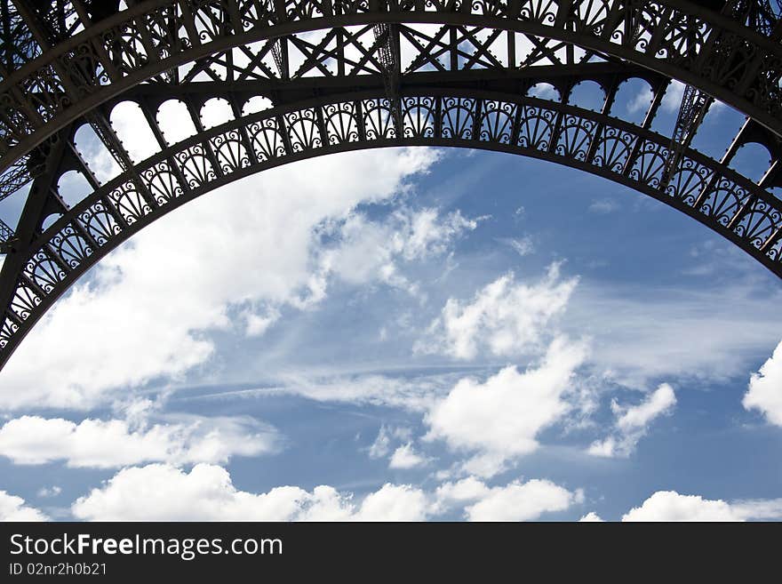 Blue sky and part of Eiffel Tower. Blue sky and part of Eiffel Tower