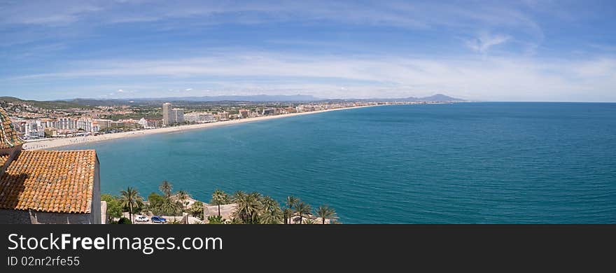 Northern view of Costa del Azahar (Orange Blossom Coast) from Peniscola. Northern view of Costa del Azahar (Orange Blossom Coast) from Peniscola