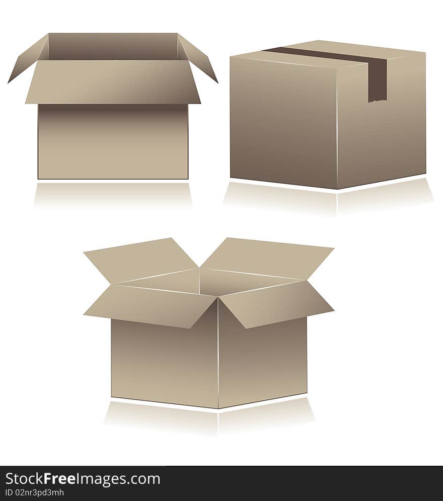 Brown Cardboard Shipping Boxes. vector illustration