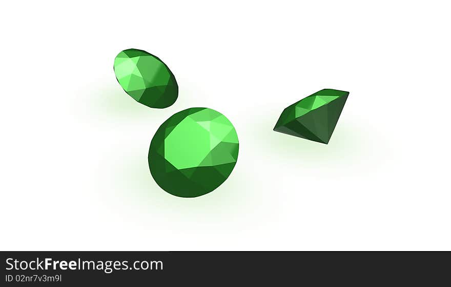 Green diamonds isolated on a white