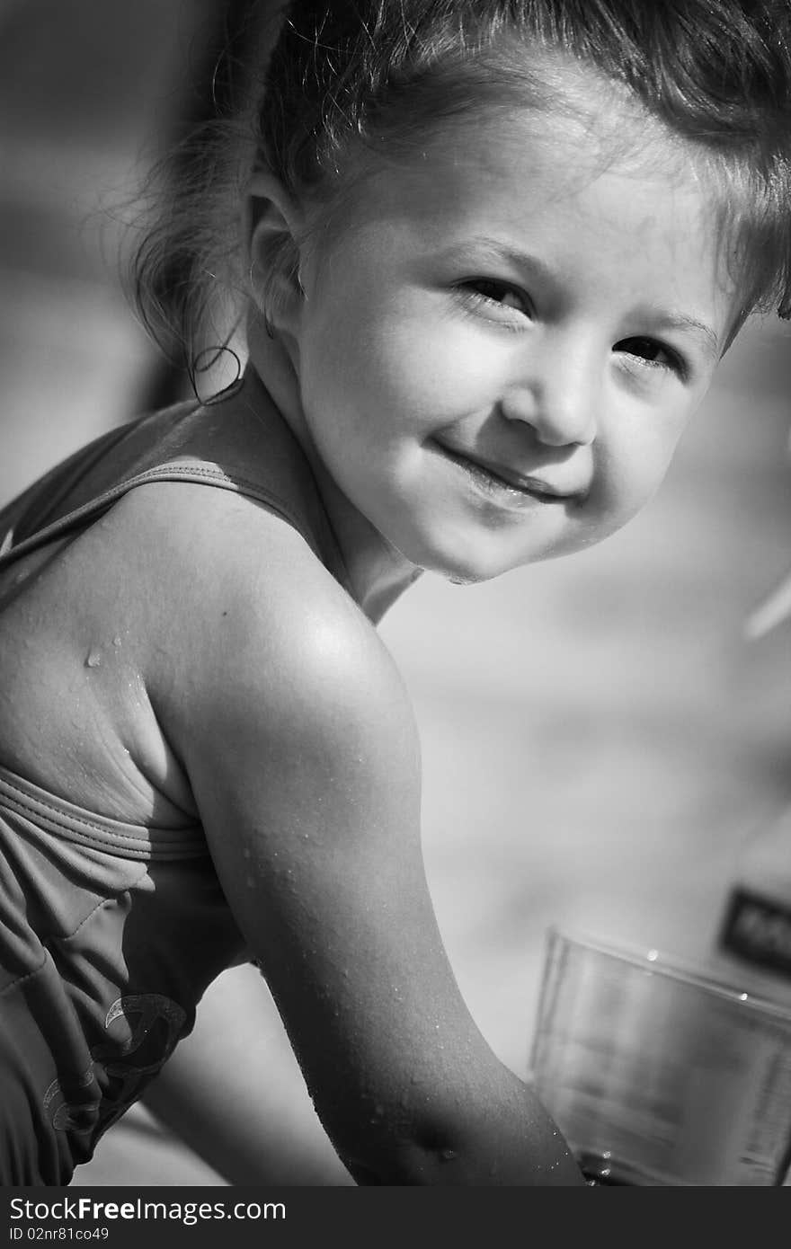 Black and white portrait of the girl. Black and white portrait of the girl