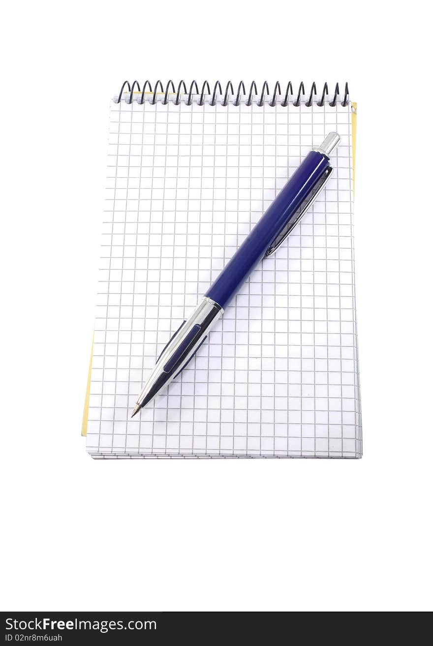 Isolated Notebook And Pen On The White