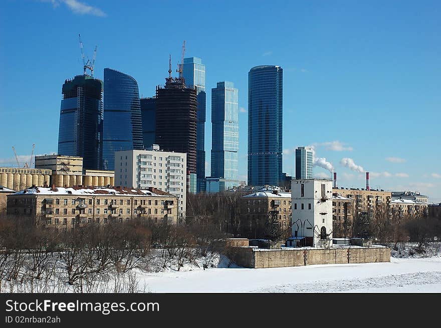 New Moscow International Business Centre Moscow-city. Typical apartment houses, second half XX. New Moscow International Business Centre Moscow-city. Typical apartment houses, second half XX.