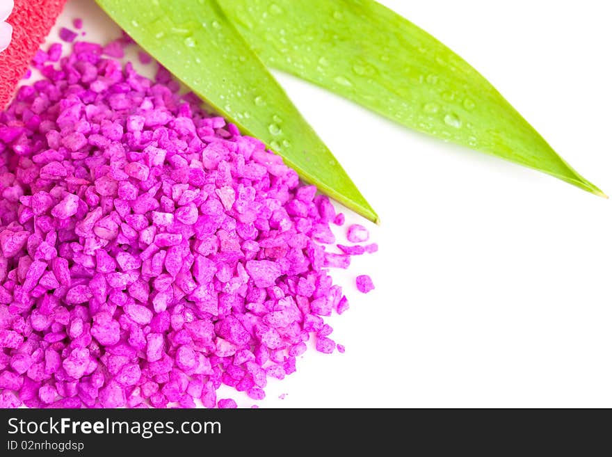 Spa essentials (bath salt and leaves)