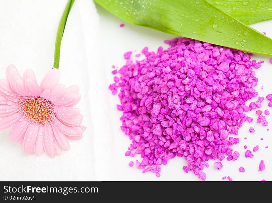 Spa essentials (bath salt and flower)