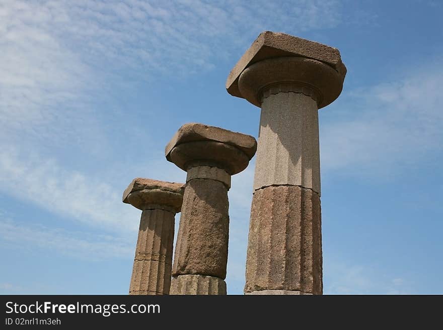 Ancient columns of Athena Temple,Assos,Turkey