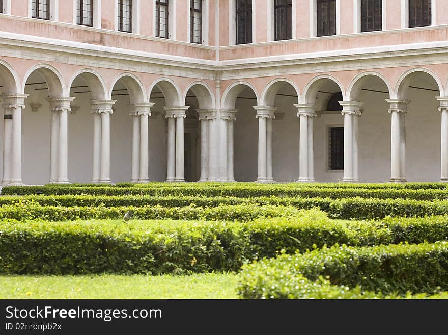 Colonnade of a building in venice