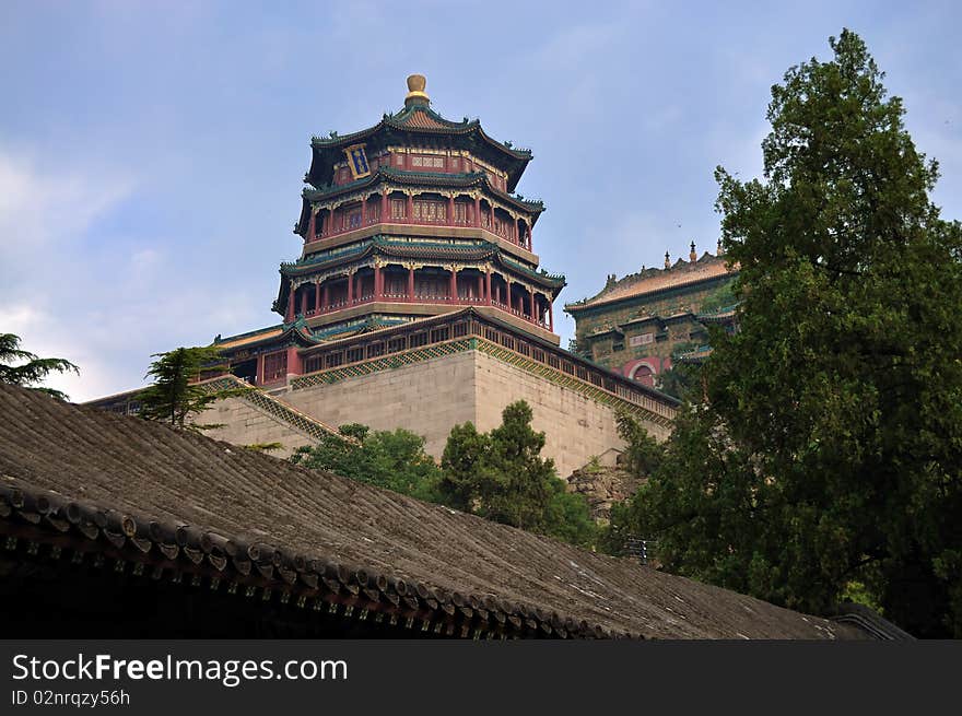 The Summer Palace is  the most famous  emperor garden in china.As the symbolic structure, the Tower of Buddhist Incense (foxiange)tops the high grand towers of both the Summer Palace and the three mountains and five gardens. The Summer Palace is  the most famous  emperor garden in china.As the symbolic structure, the Tower of Buddhist Incense (foxiange)tops the high grand towers of both the Summer Palace and the three mountains and five gardens