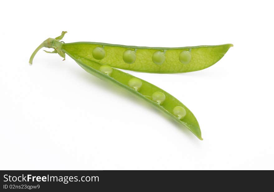 Picture of pod of pea on a white background. Picture of pod of pea on a white background