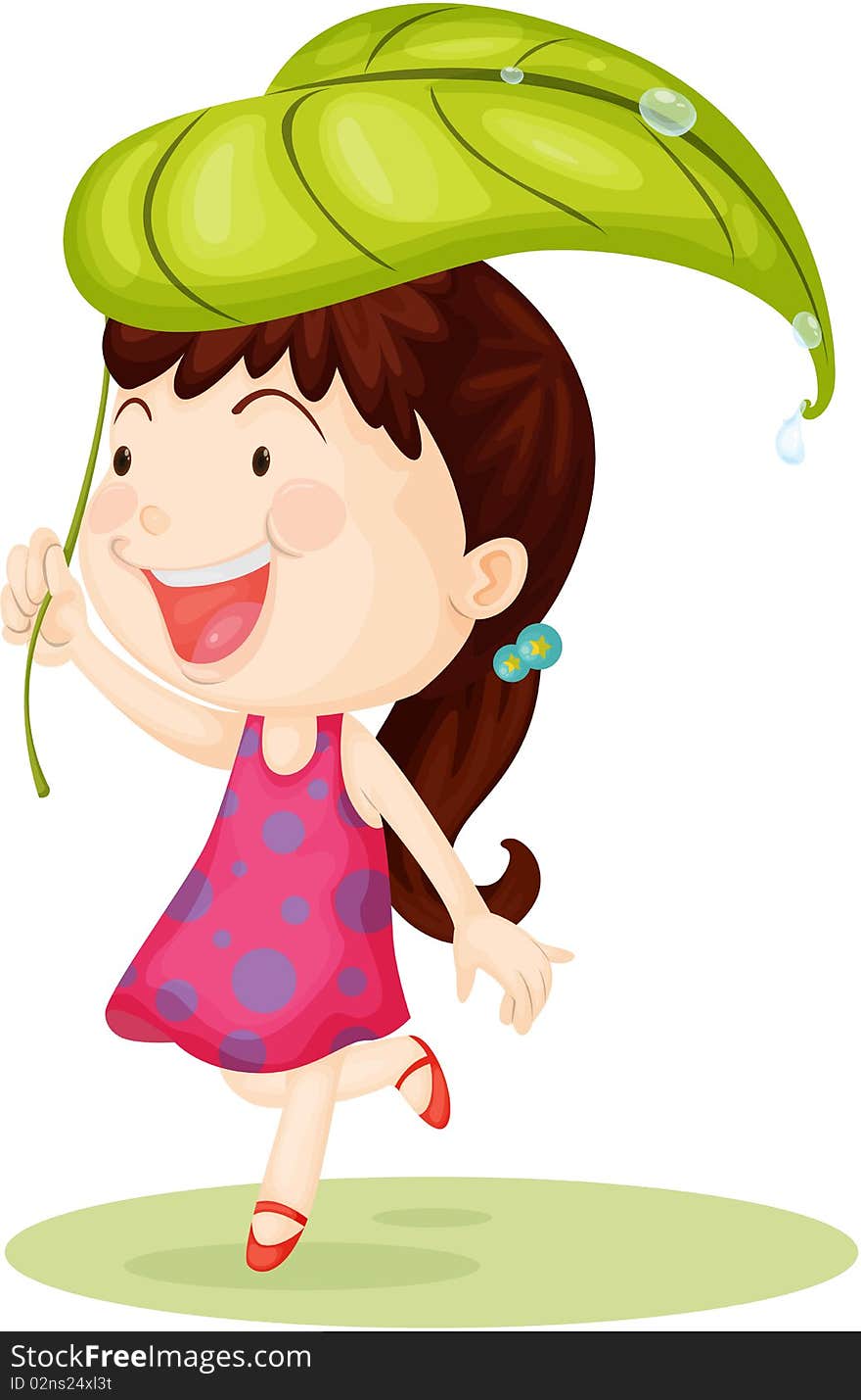 Girl Carrying Leaf on Head