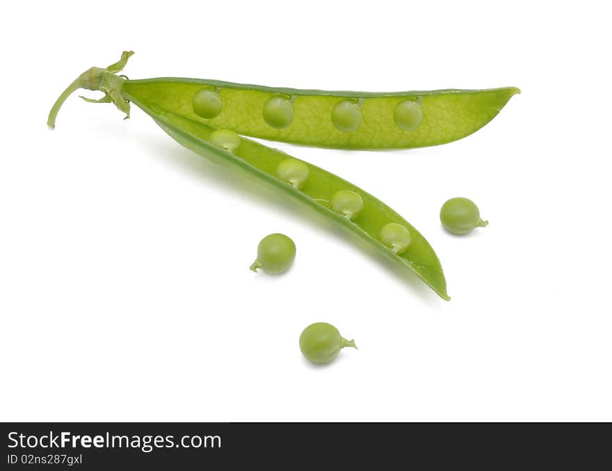 Picture of pod of pea on a white background. Picture of pod of pea on a white background