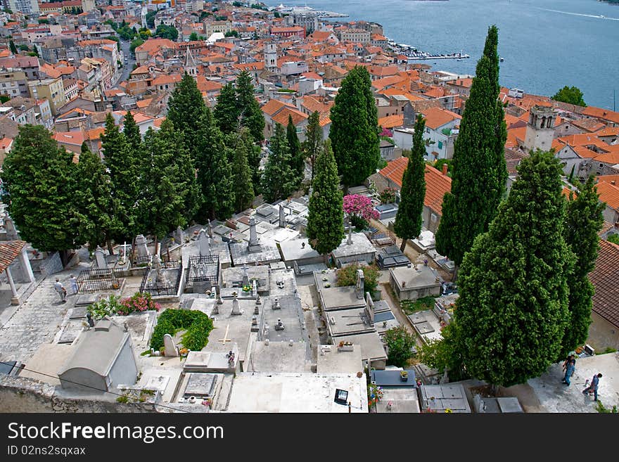 View at Sibenik cementary in Croatia. View at Sibenik cementary in Croatia