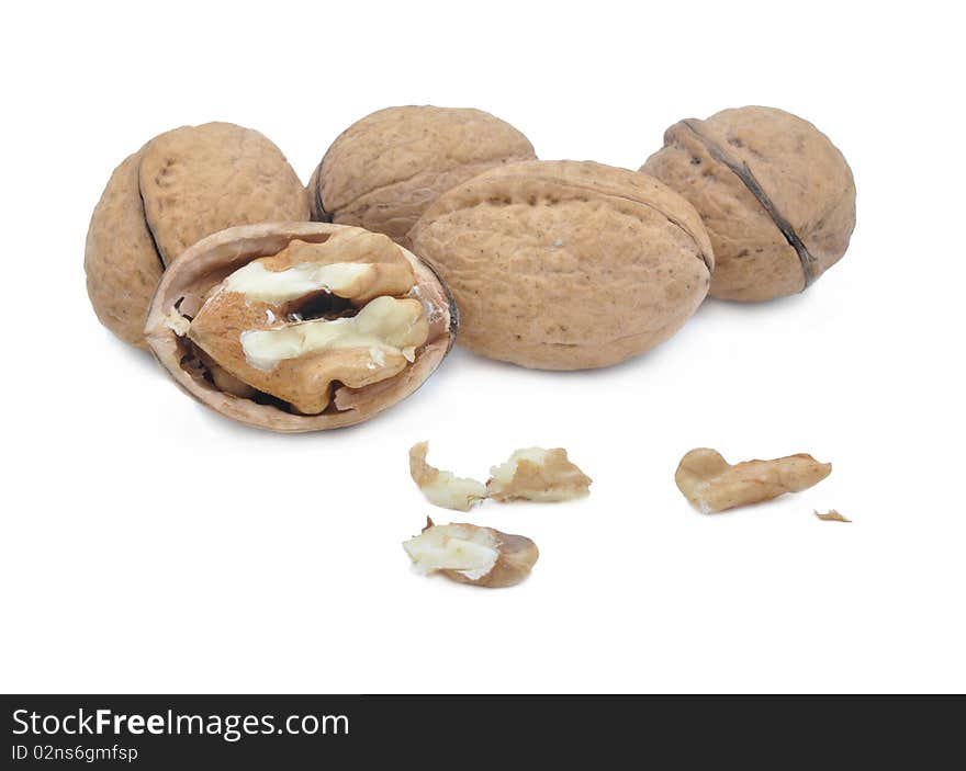 Picture of walnut on a white background. Picture of walnut on a white background