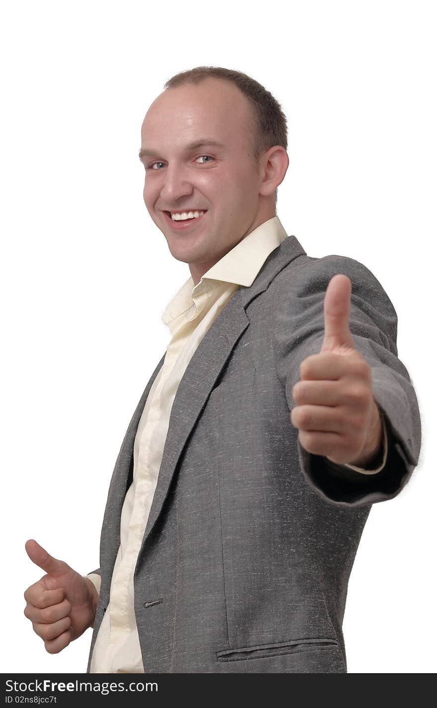 A young man showing sign okay - on a white background . A young man showing sign okay - on a white background .