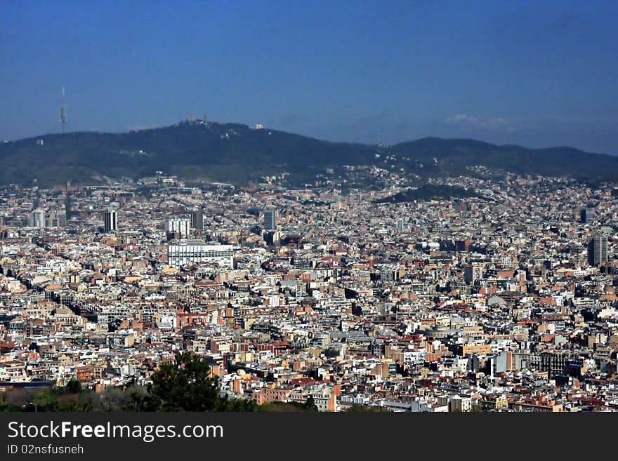 Panorama of Barcelona from a viewing platform. Panorama of Barcelona from a viewing platform.