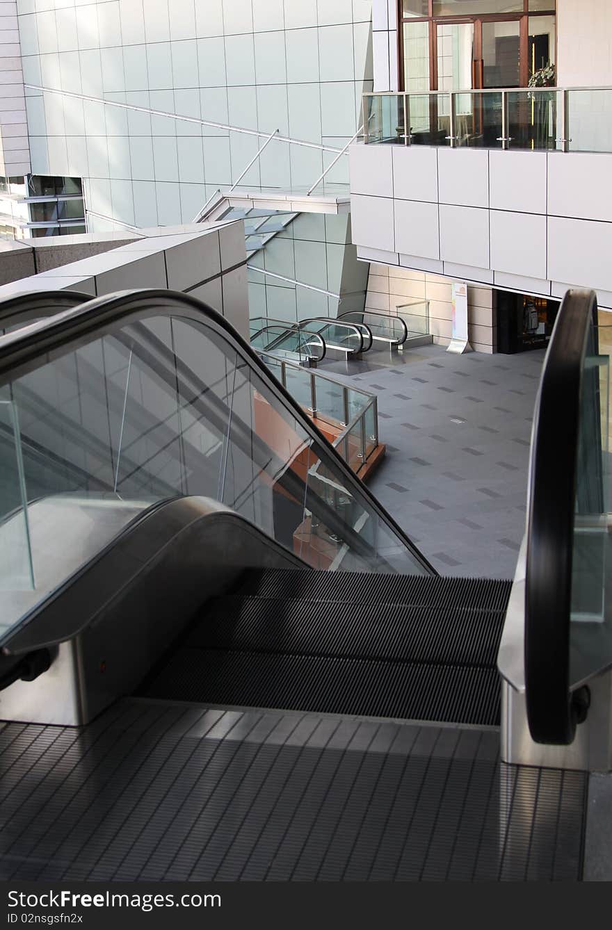 Quiet elevators of a shopping mall