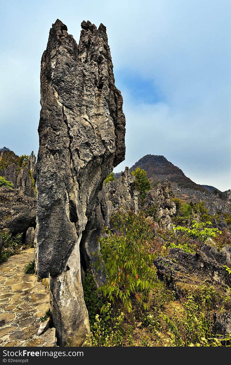 Stone formation in stone forest, shilin, guizhou, china