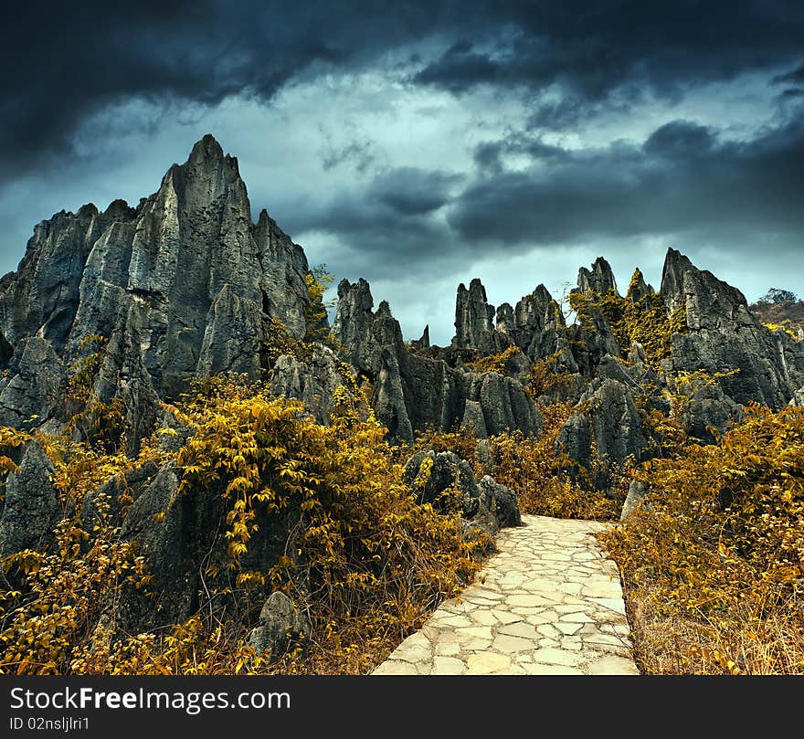 Stone formation in stone forest, shilin, guizhou, china