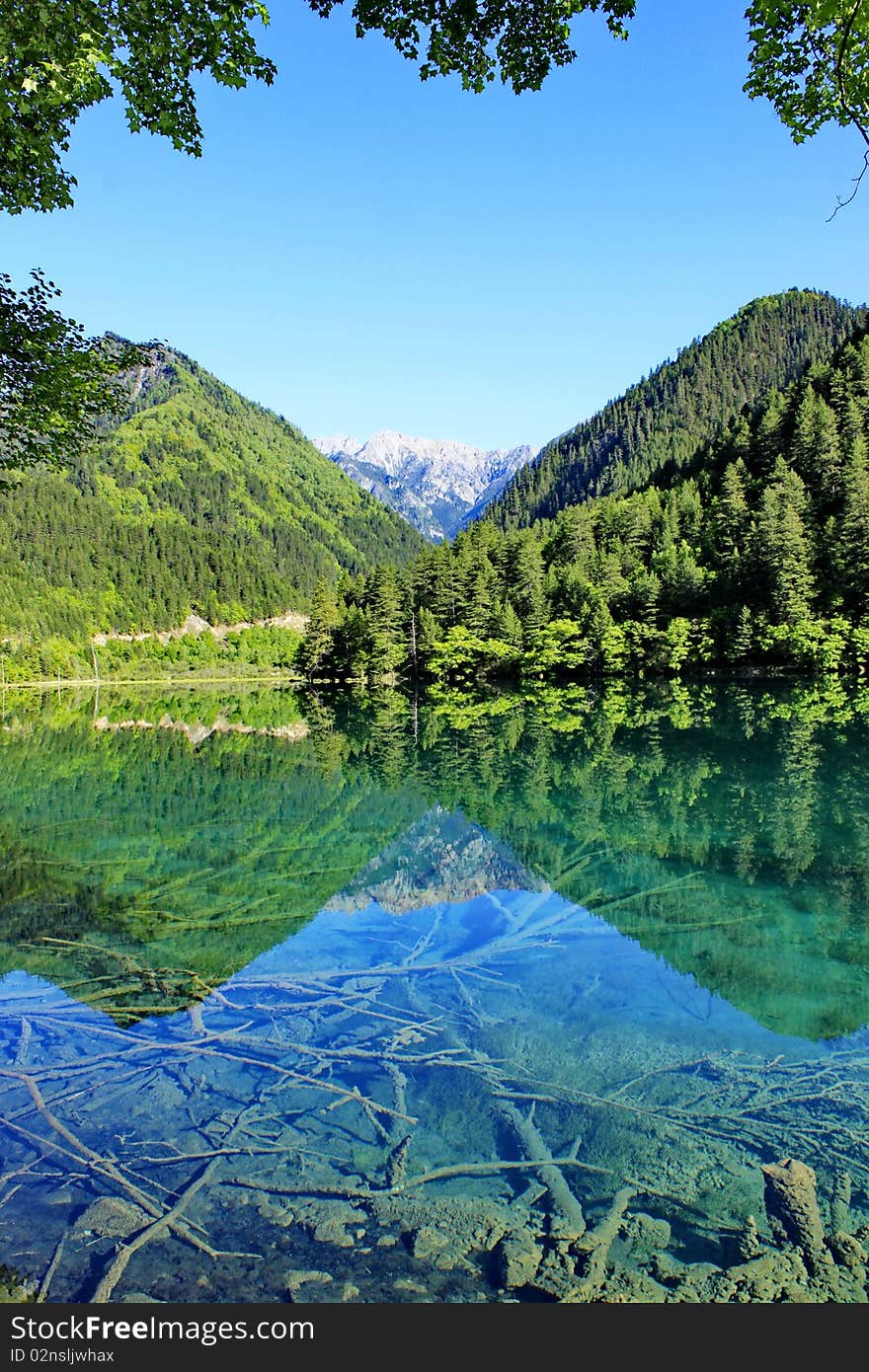Beautiful lake in Jiuzhai Valley, China. Beautiful lake in Jiuzhai Valley, China