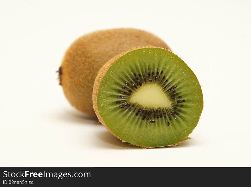 One And Half Cut Of Kiwi Fruits