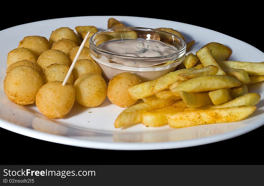 Free golden potatoes served with pleasure