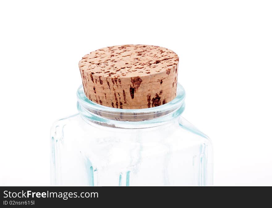 Corked bottle on white background. Corked bottle on white background