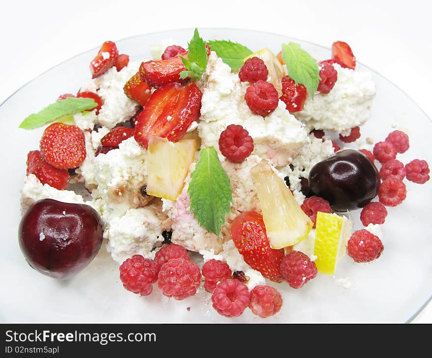 Strawberry Dairy Dessert With Fruits