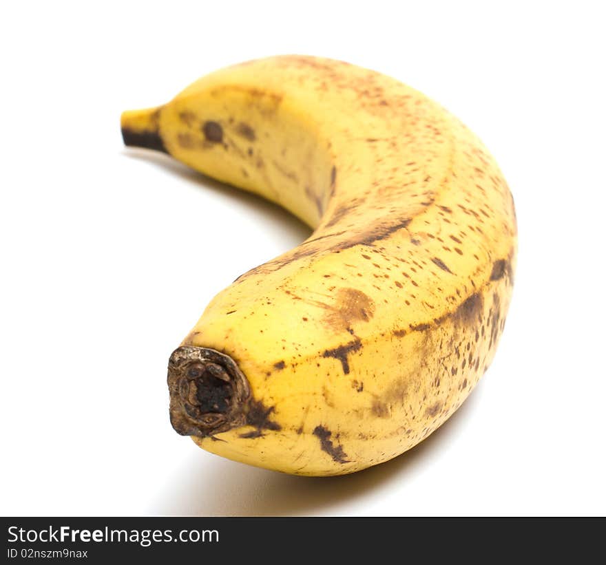 Closeup shot of ripe banana it is isolated on a white background. Closeup shot of ripe banana it is isolated on a white background.