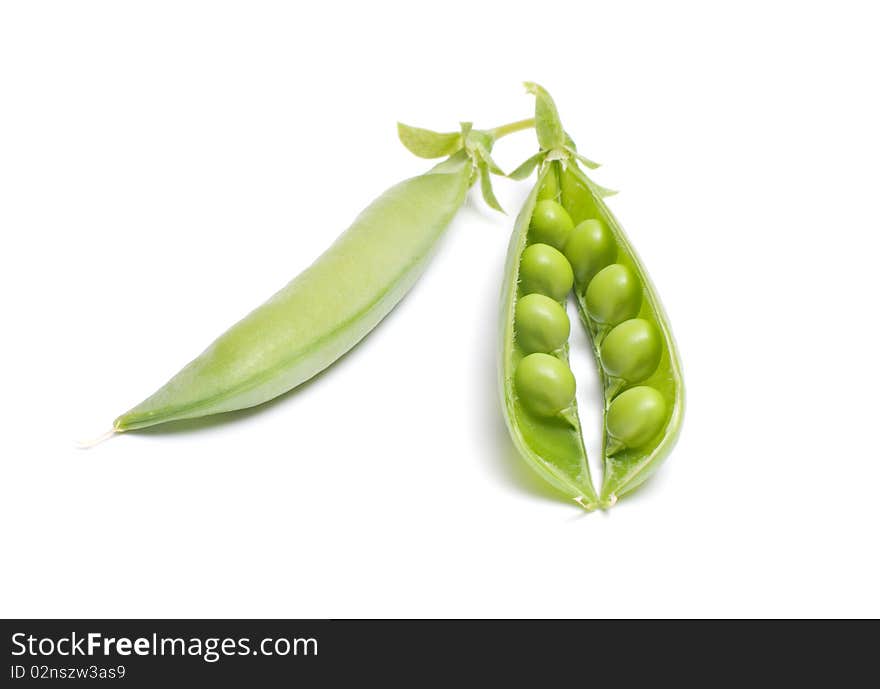 Peas pods it is isolated on a white background. Peas pods it is isolated on a white background.