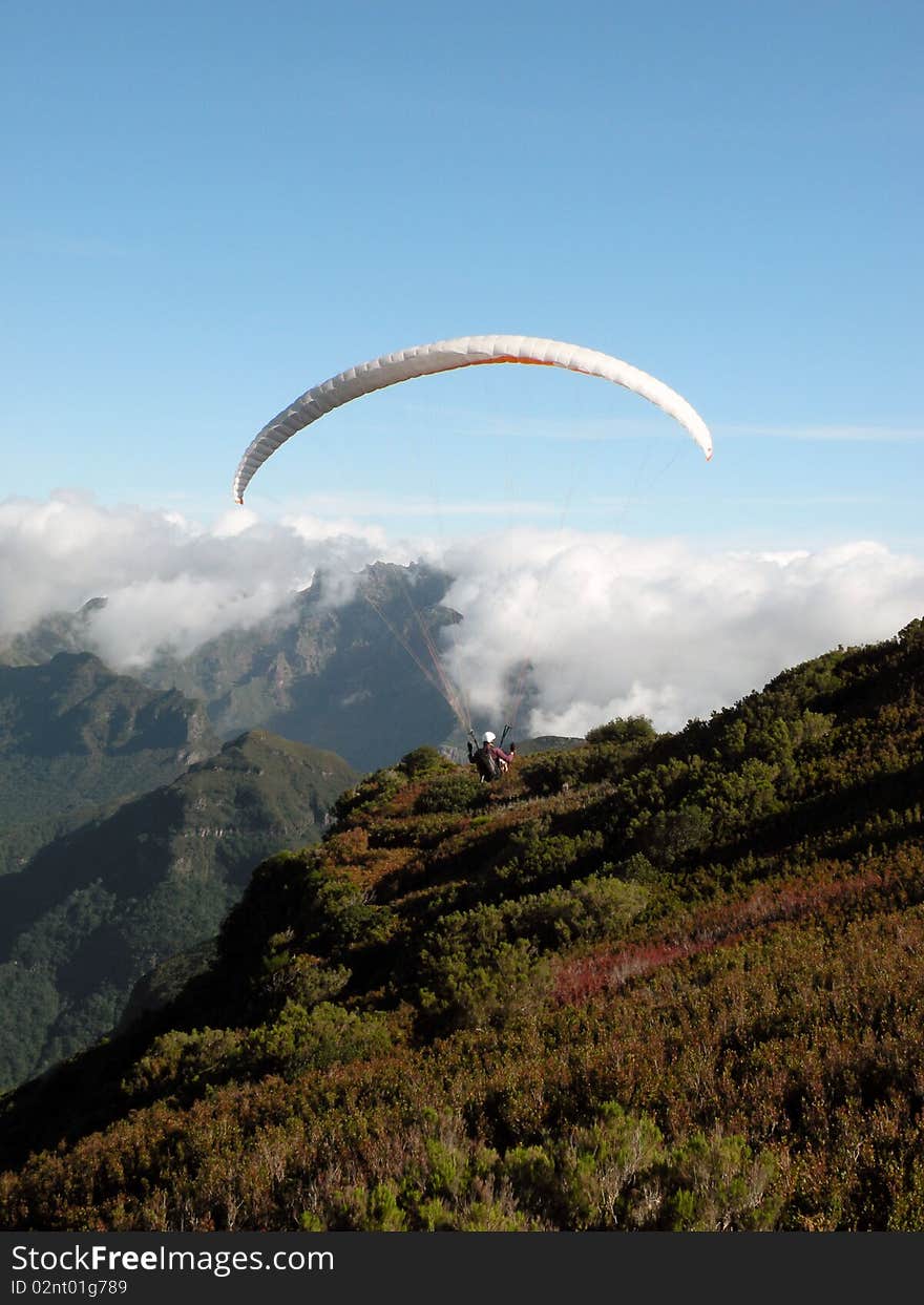 Parachuter In Madeira Island