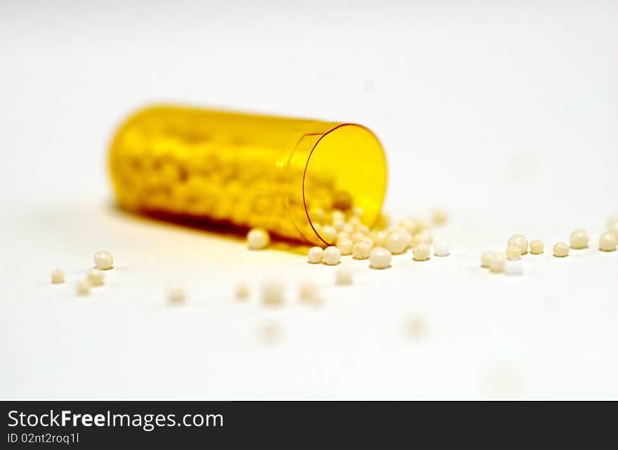 Stock pictures of pills over a white background