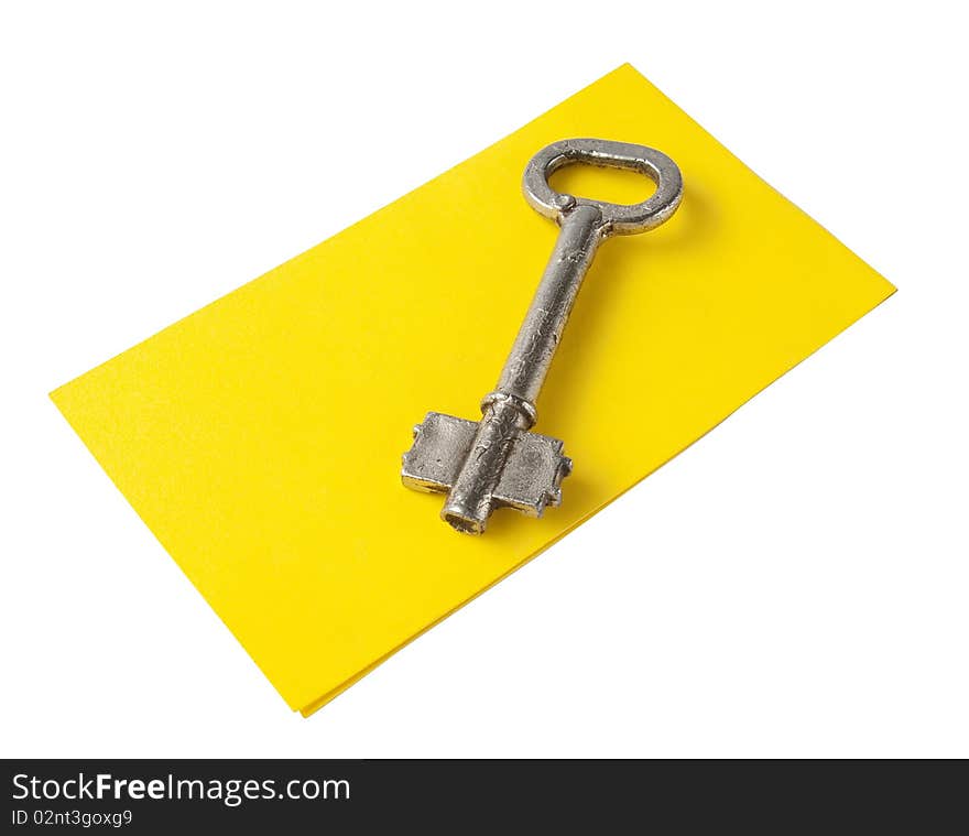 Post-It Note with Key isolated