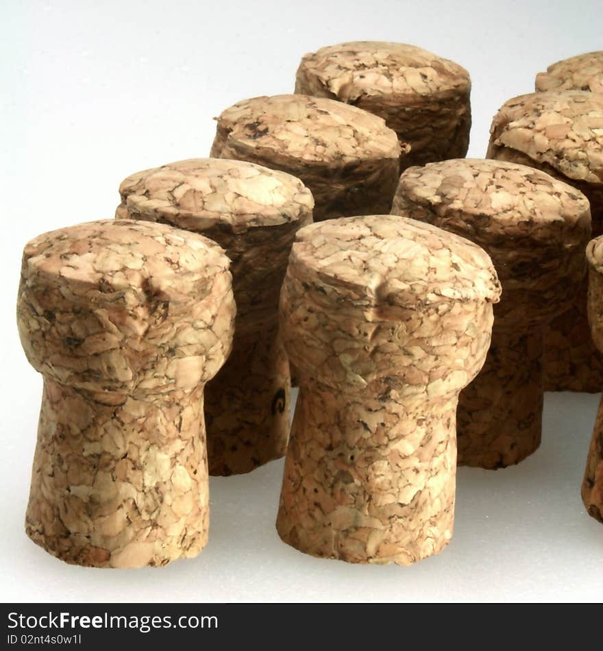 Cork of wine bottle and vine leaves. Cork of wine bottle and vine leaves