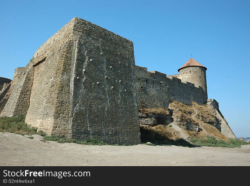 Old Akkerman fortress with cannon balls embedded to the wall ,Ukraine. Old Akkerman fortress with cannon balls embedded to the wall ,Ukraine