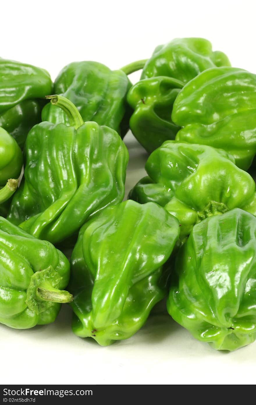 Fresh Green pepper on white